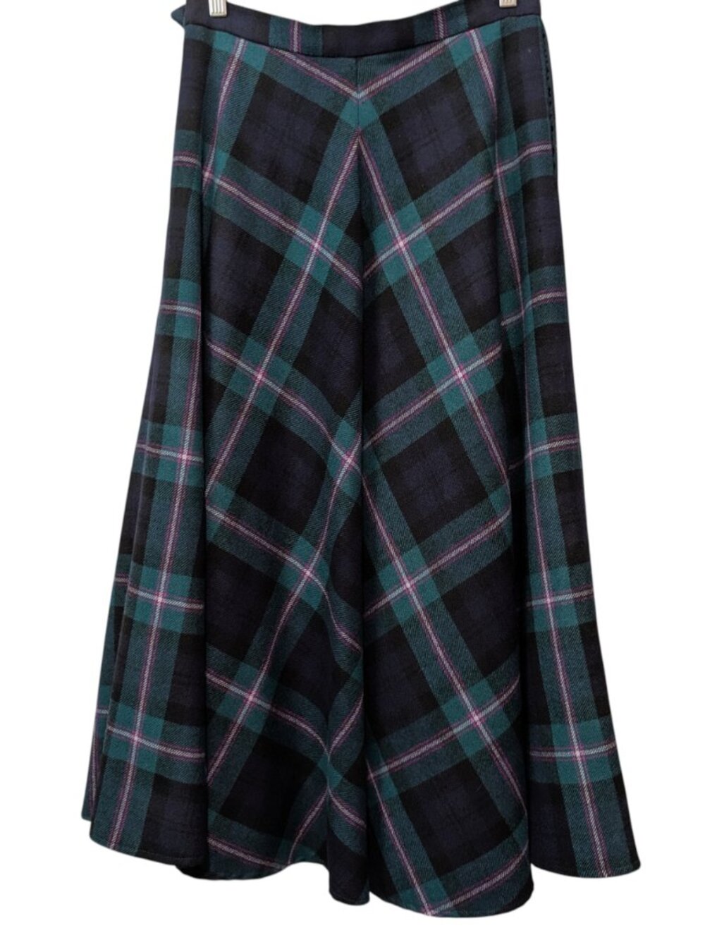 Vintage Deans Of Scotland Sz 12 Green Black Pink Plaid 100% Wool Academia Skirt - Picture 3 of 11